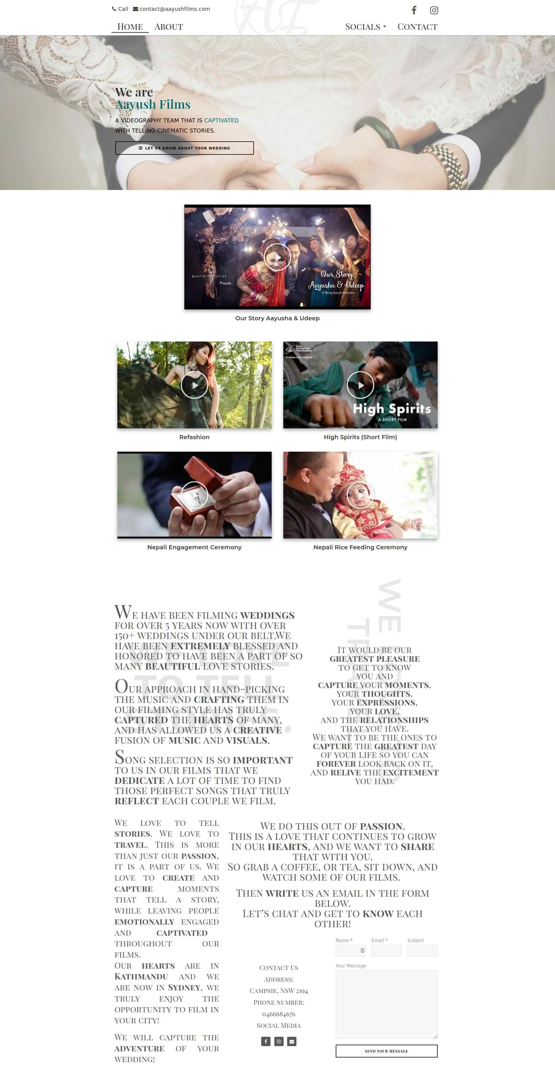 Aayush Films website screenshot.