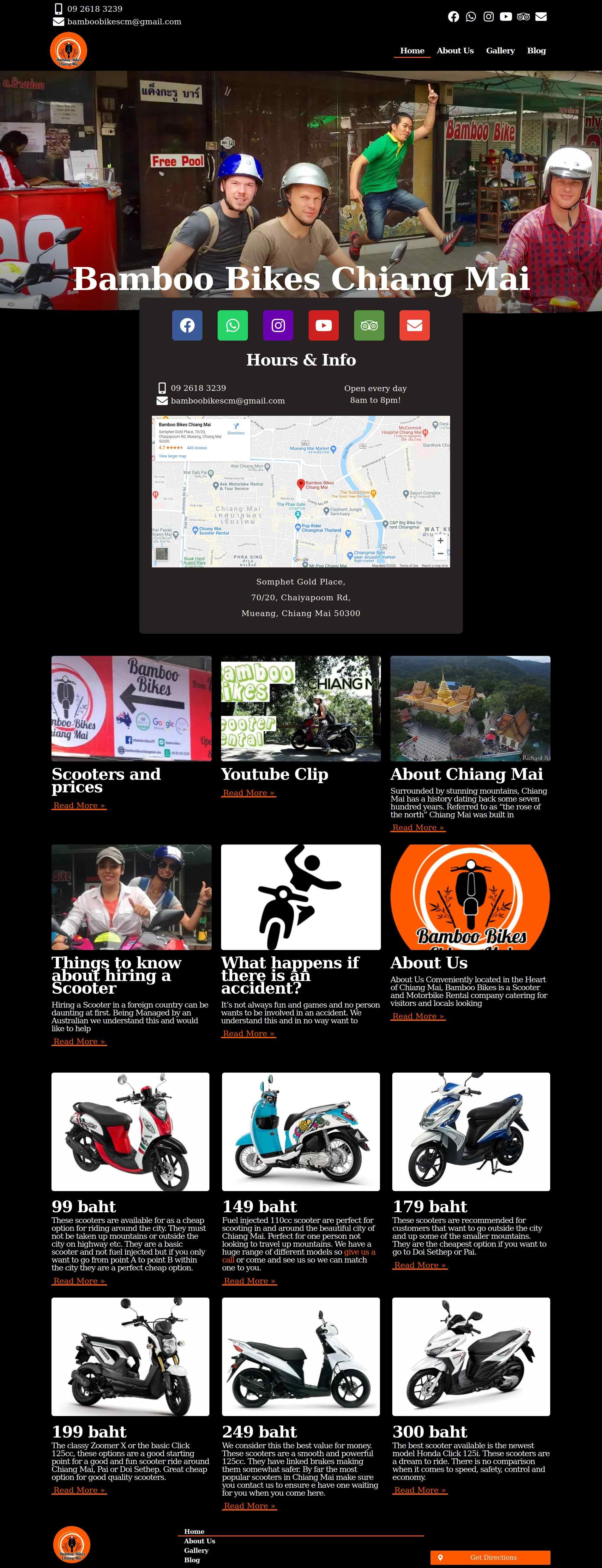 Bamboo Bikes Chiang Mai website screenshot.