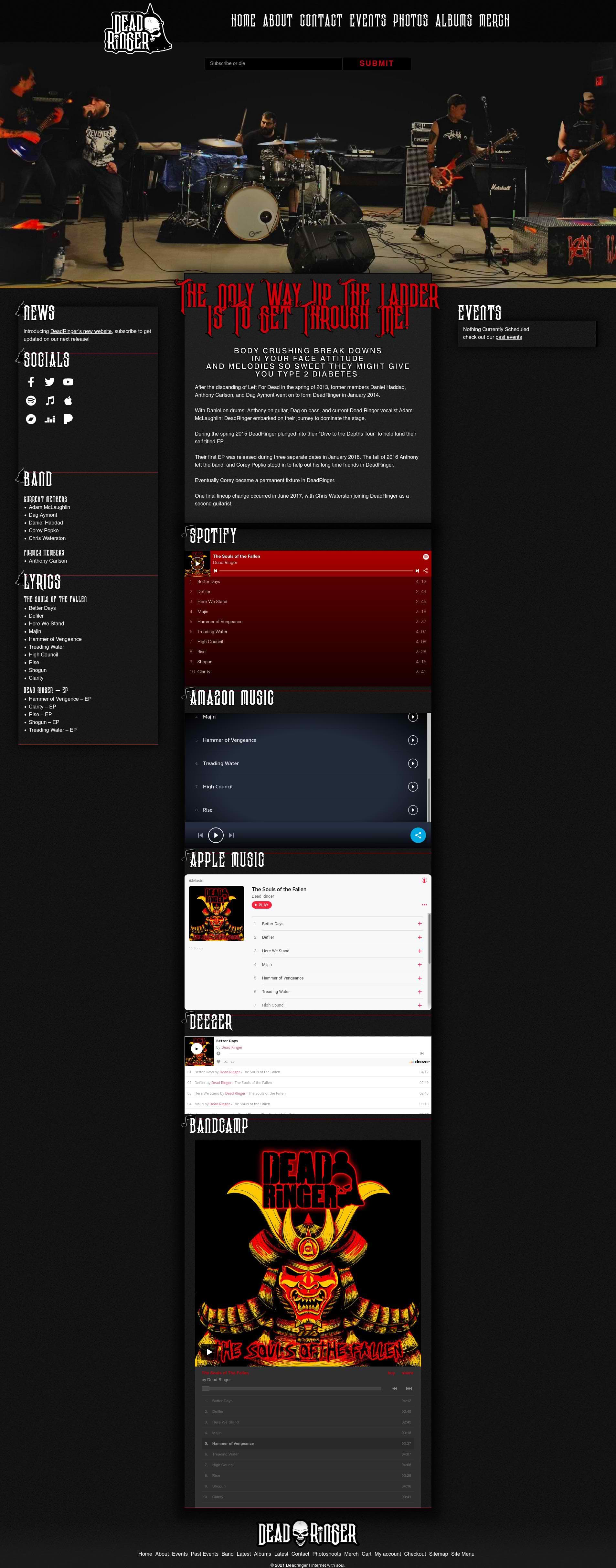 DeadRinger band website screenshot.