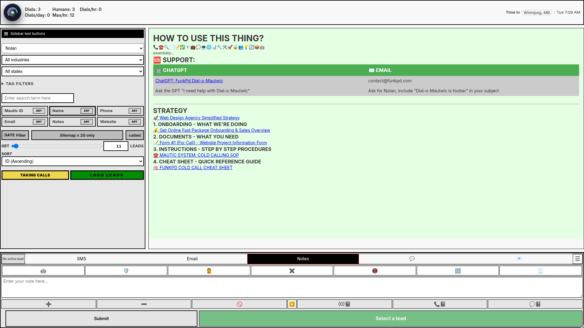 Dial-o-Mawtic interface screenshot.