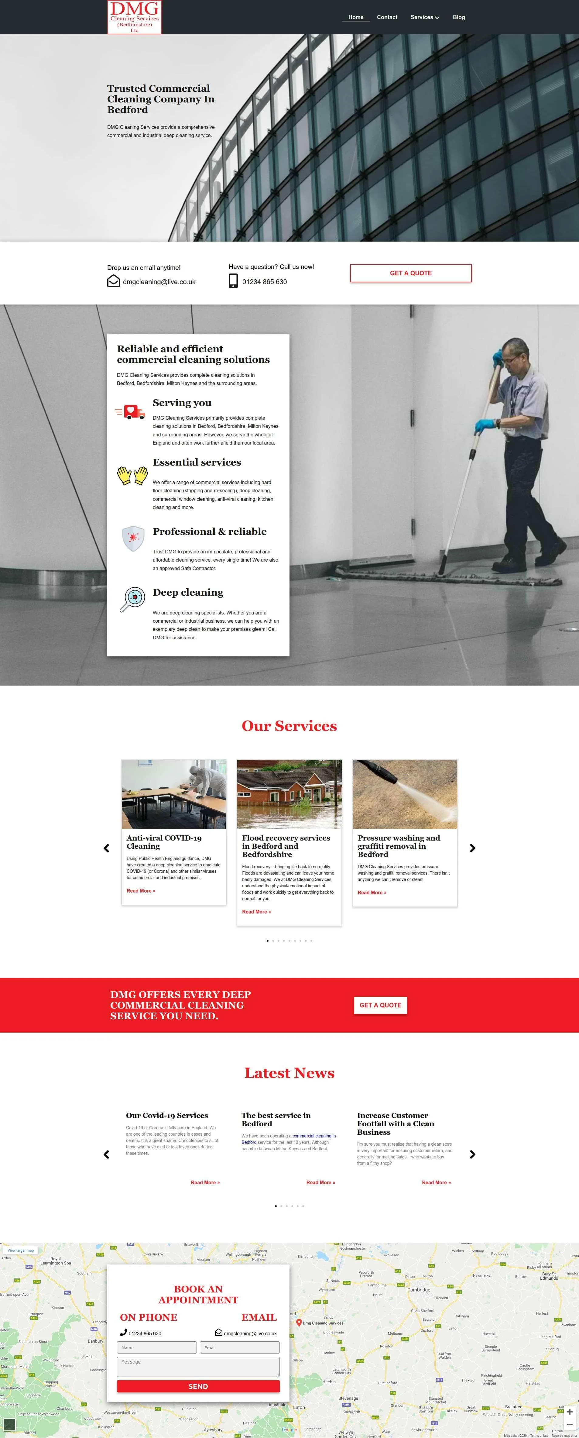 DMG Cleaning Services website screenshot.