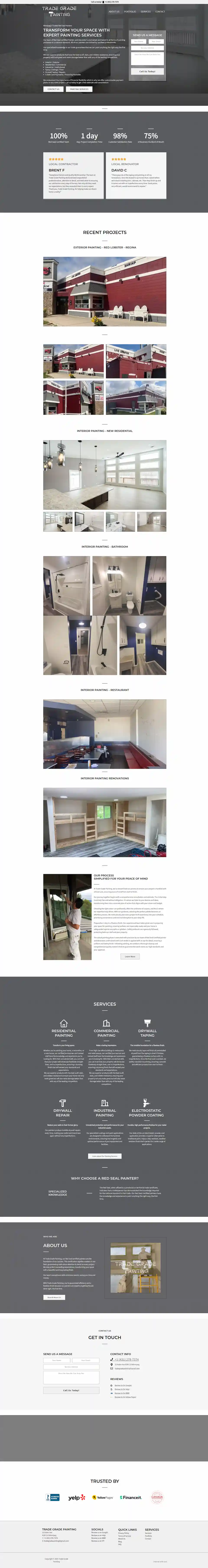 Trade Grade Painting website shown on desktop.