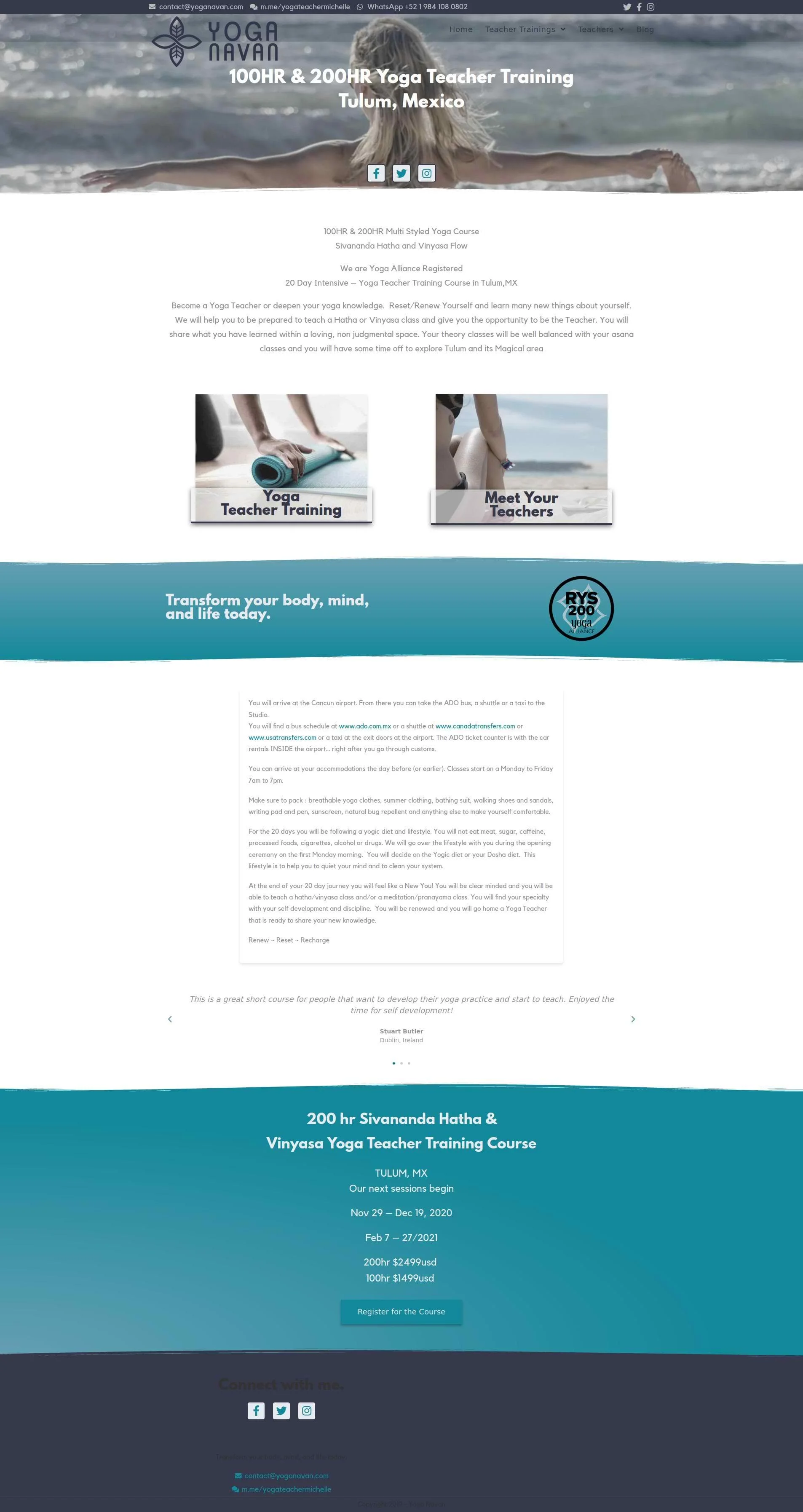 Yoga Navan website screenshot.