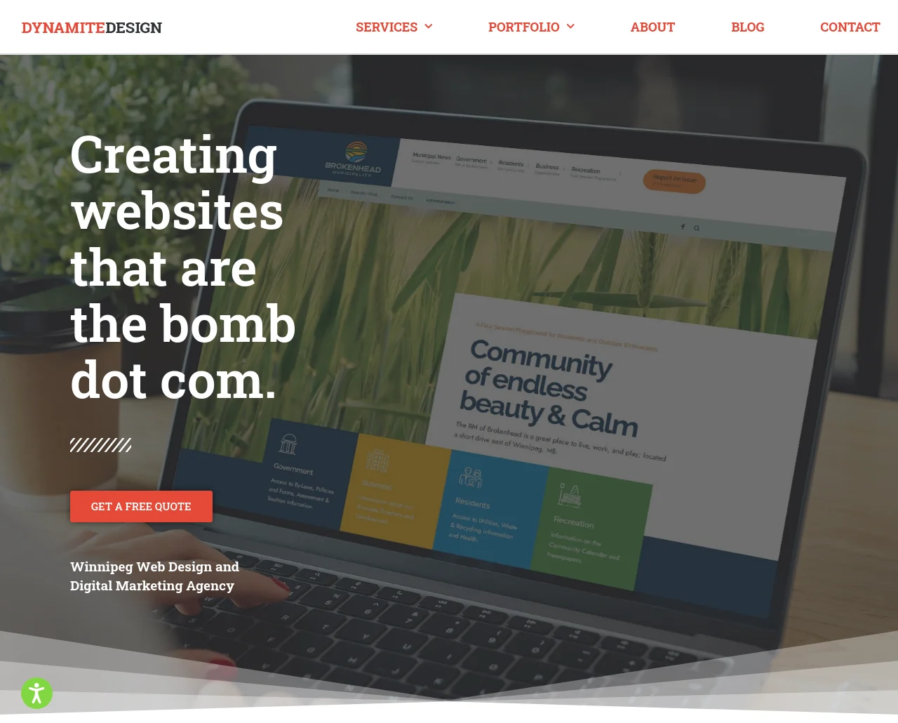 Dynamite Design example website screenshot.