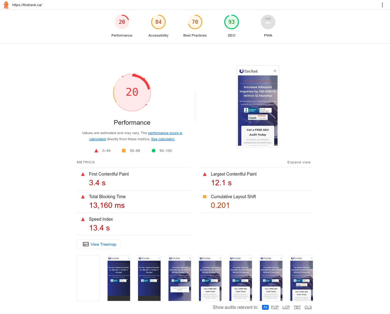 First Rank Lighthouse performance report.