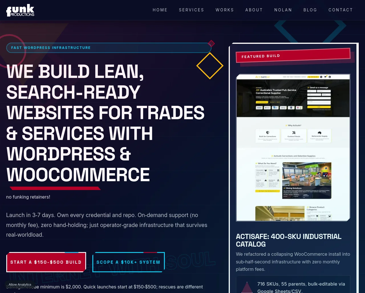 FunkPd example website screenshot.