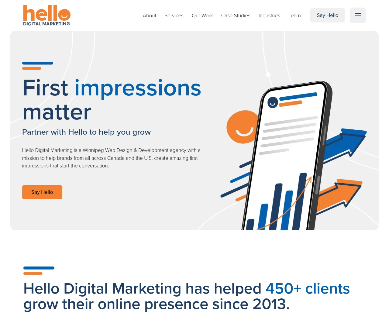Hello Digital Marketing example website screenshot.