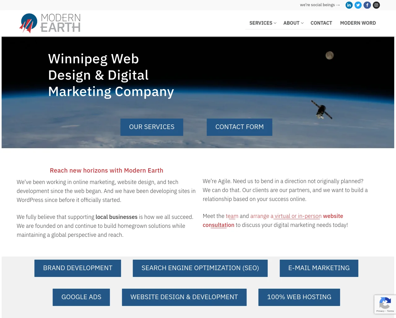 Modern Earth example website screenshot.