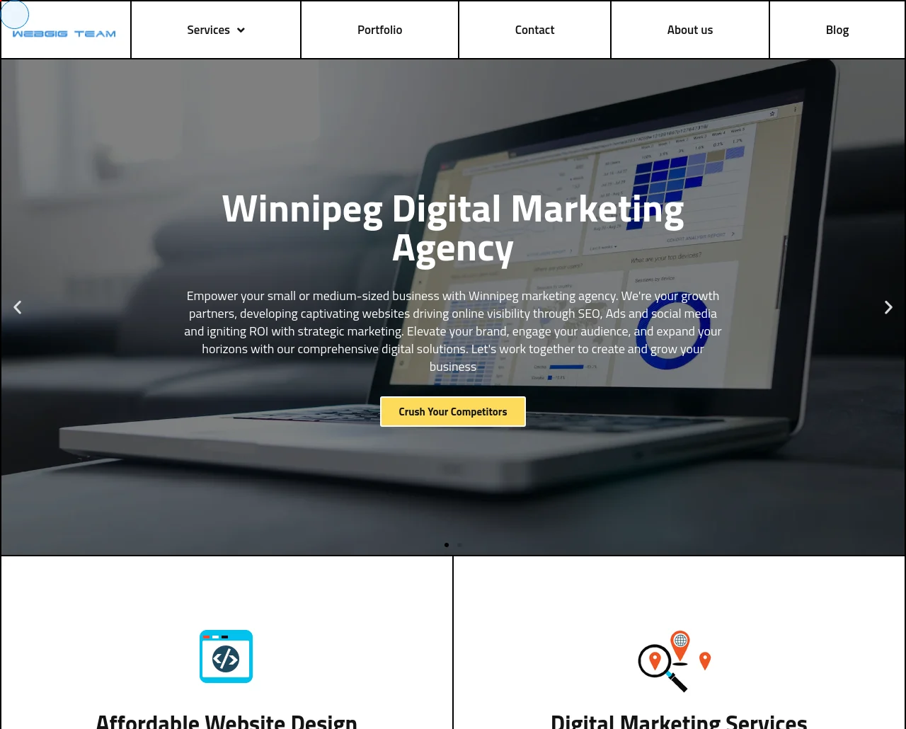 Webgig Team example website screenshot.