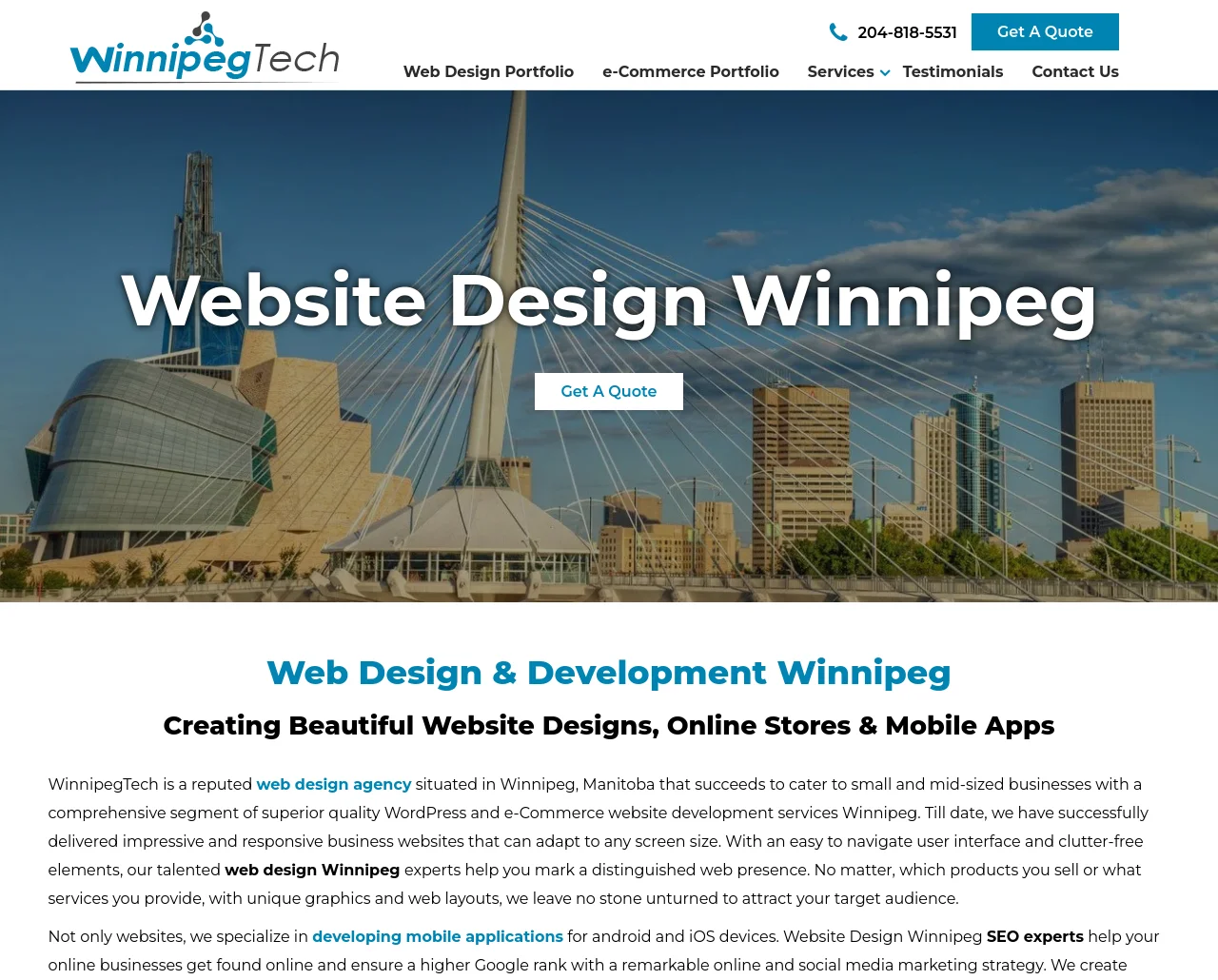 WinnipegTech example website screenshot.